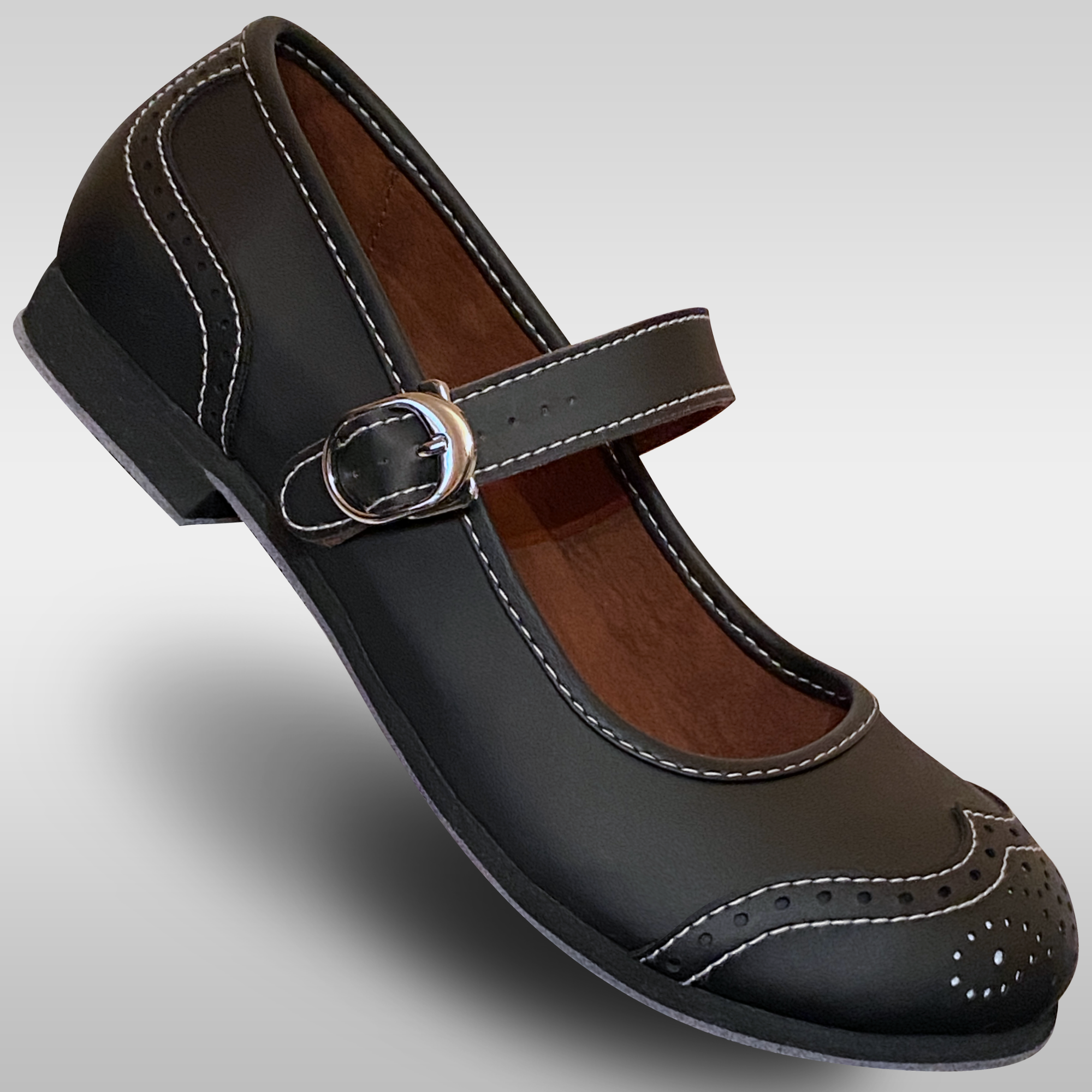 Aris Allen Aris Allen Black Snub Toe Mary Jane Wingtips — 1/7