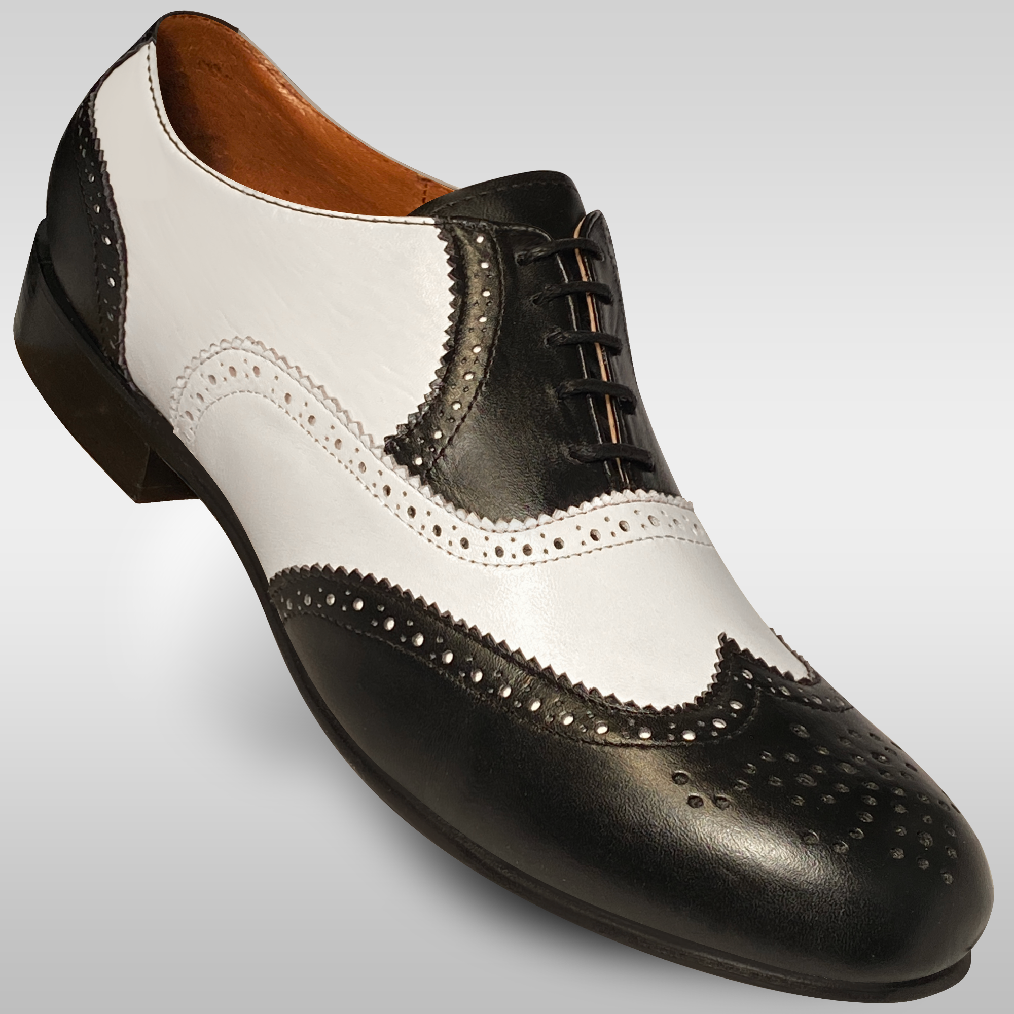 Aris Allen Aris Allen Men's 1946 Black and White Spectator Wingtip Dance Shoes — 1/4