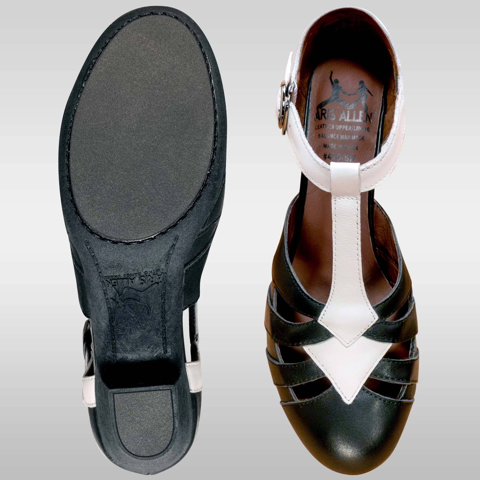 Aris Allen Aris Allen Black and White T-Strap Dance Shoes thumbnail 2