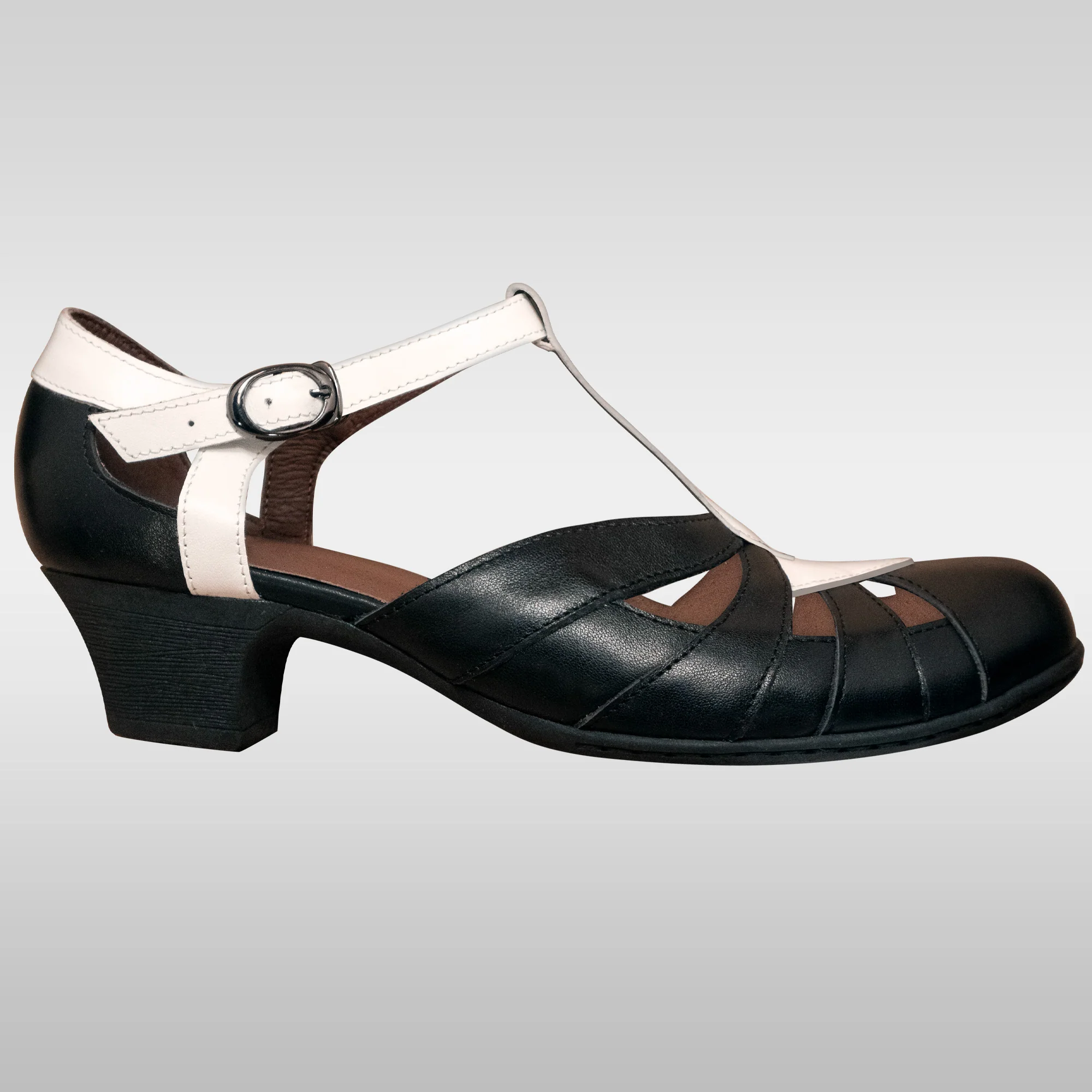 Aris Allen Aris Allen Black and White T-Strap Dance Shoes thumbnail 3