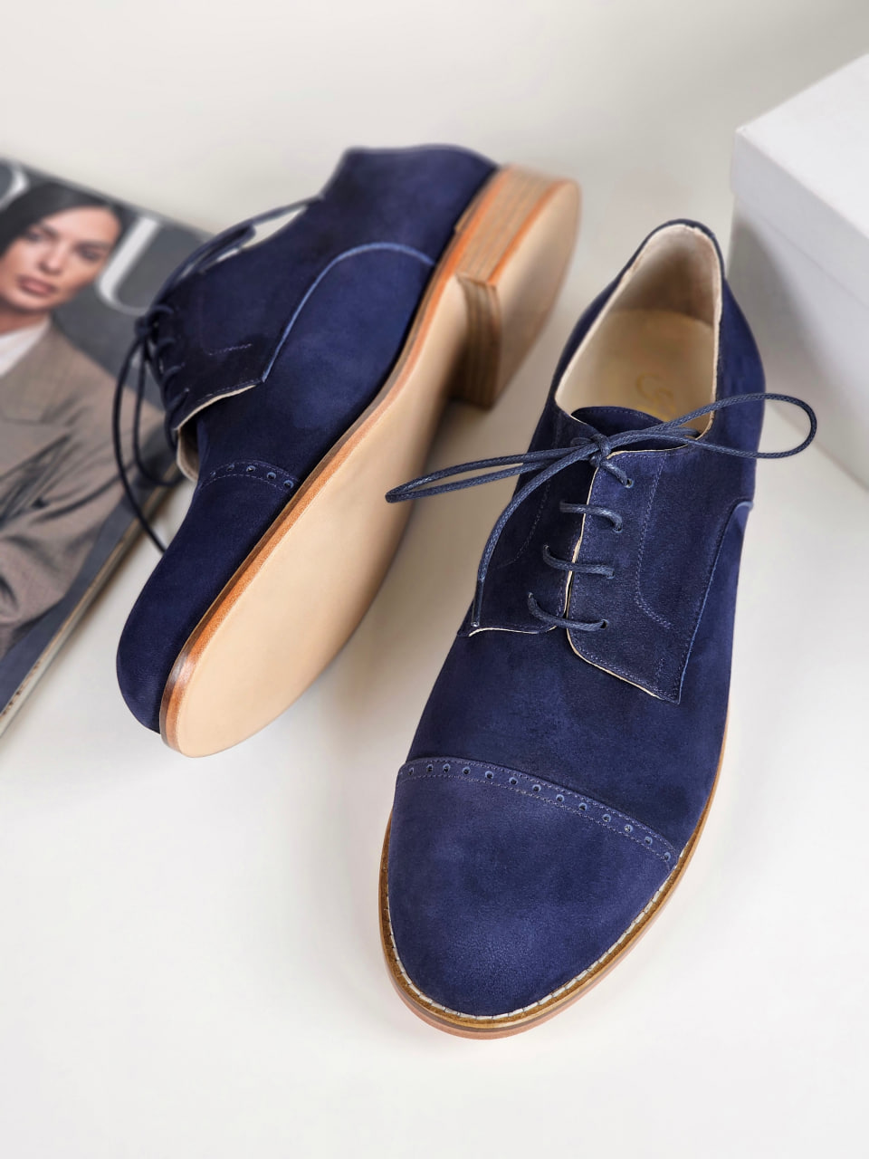 Harlem Shoes California Dark Blue Suede 2 cm heel