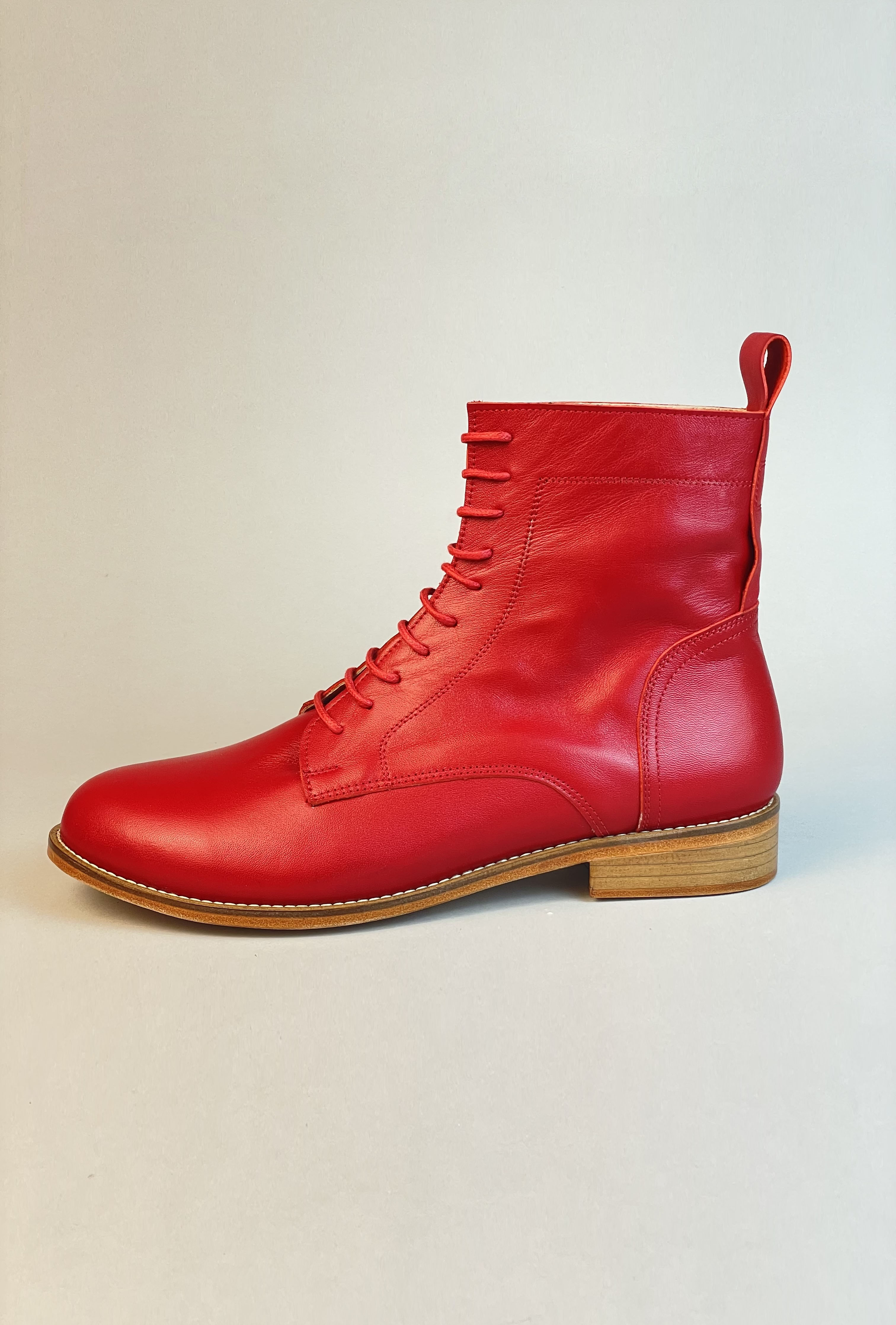Harlem Shoes Harlem Boots Red Leather 2 cm heel