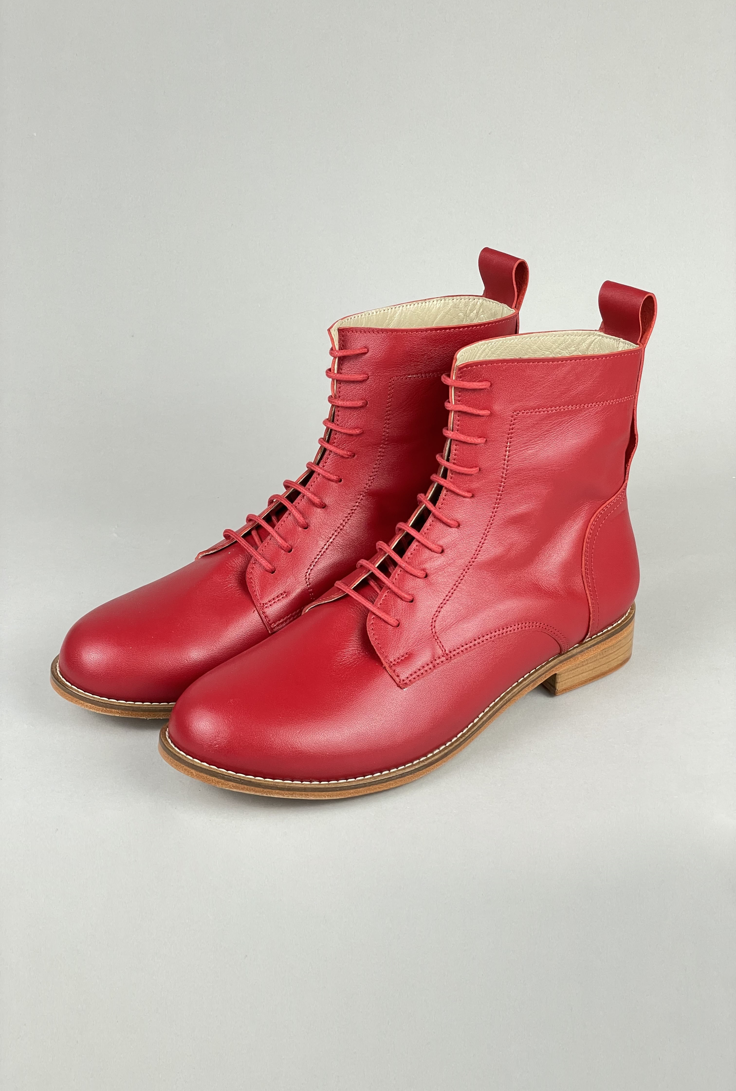 Harlem Shoes Harlem Boots Red Leather 2 cm heel thumbnail 2