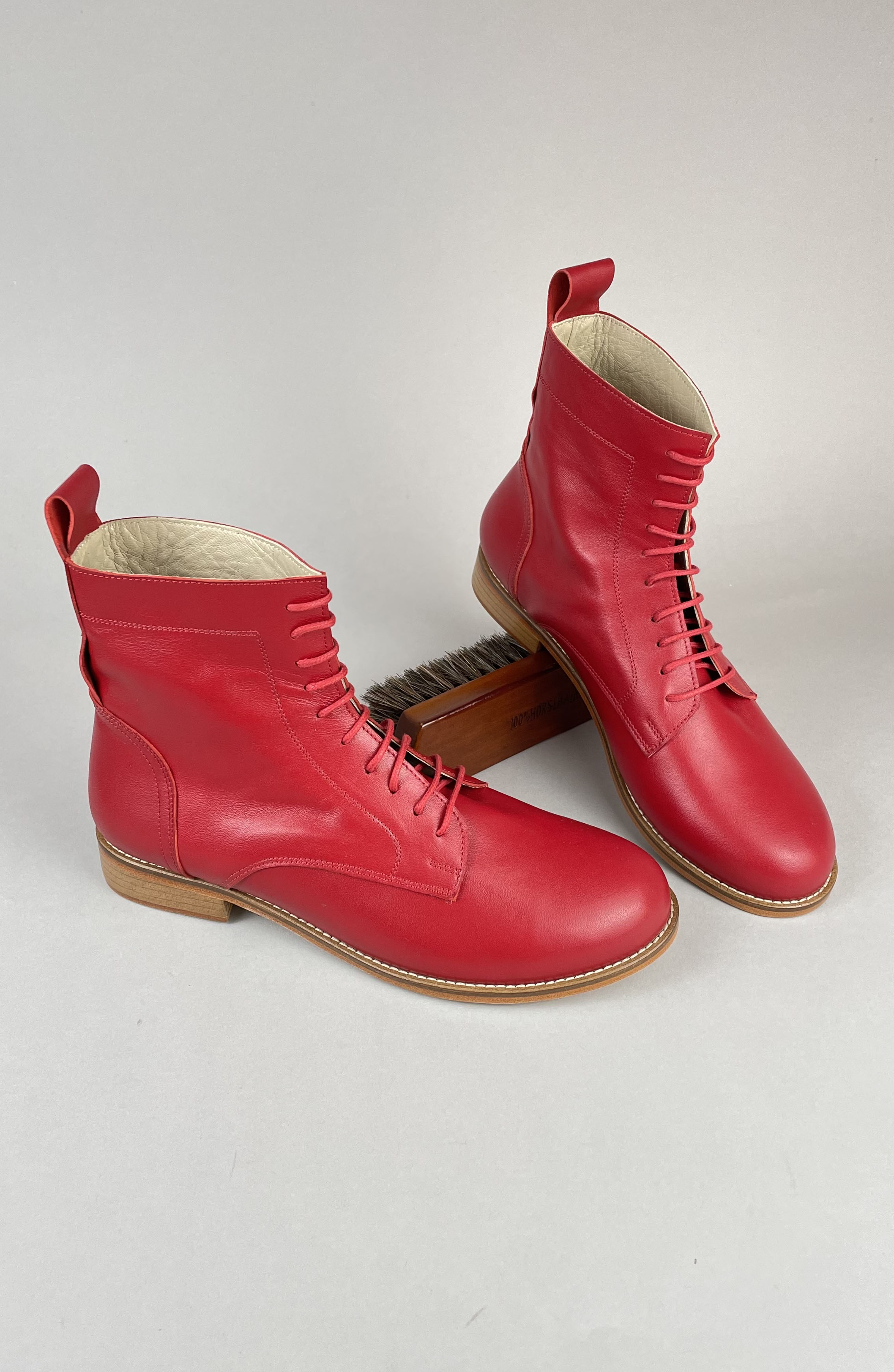 Harlem Shoes Harlem Boots Red Leather 2 cm heel thumbnail 3