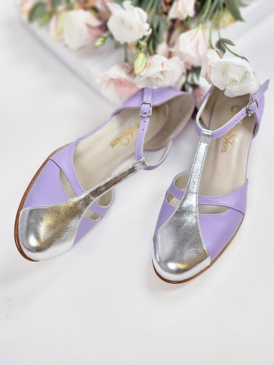 Harlem Shoes Isabel Lilac & Silver Leather 3 cm heel