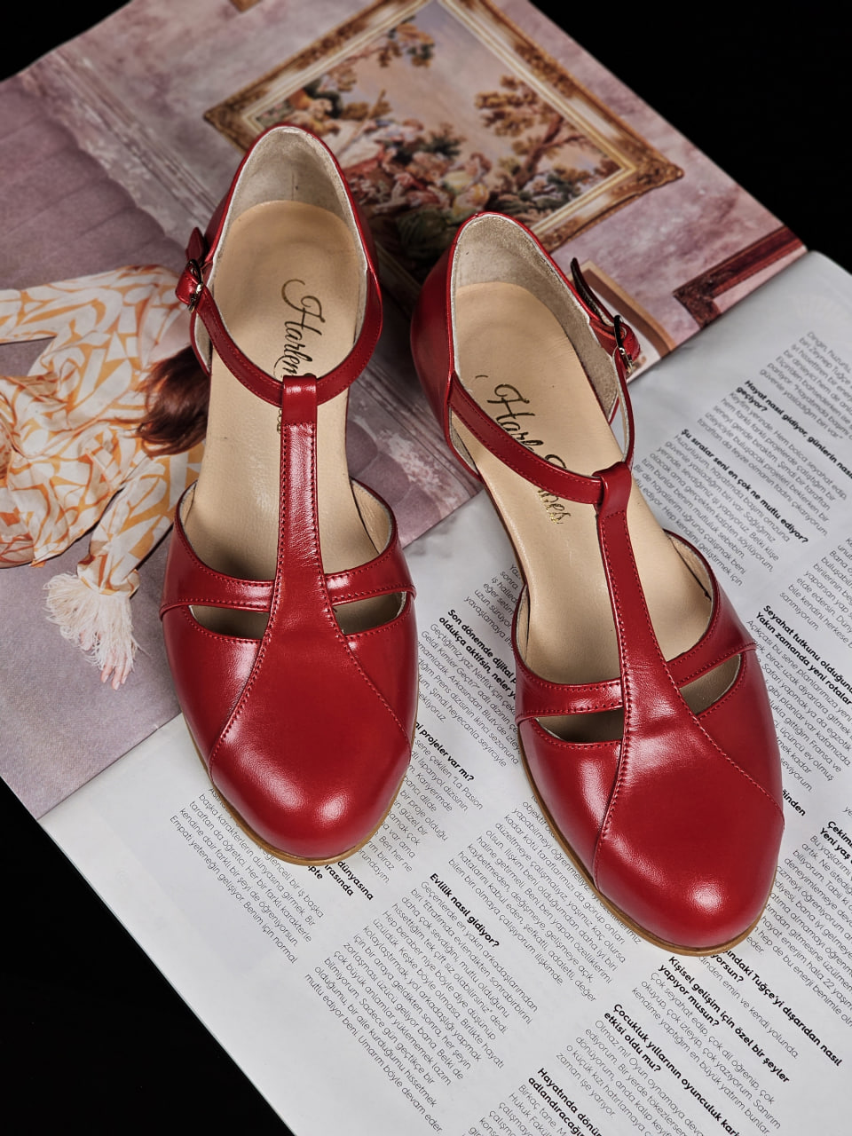 Harlem Shoes Isabel Red Leather 3 cm heel