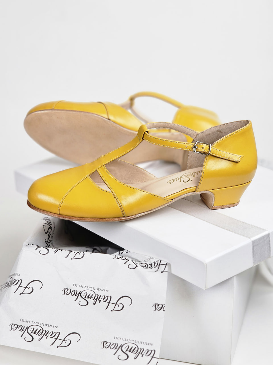 Harlem Shoes Isabel Yellow Leather 3 cm heel thumbnail 2