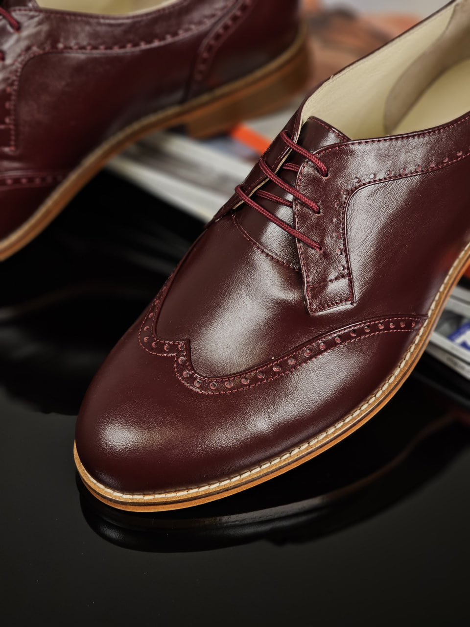 Harlem Shoes Men Oxfords Bordeaux Leather 2 cm heel