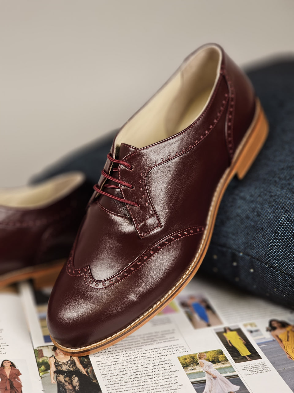 Harlem Shoes Men Oxfords Bordeaux Leather 2 cm heel thumbnail 2