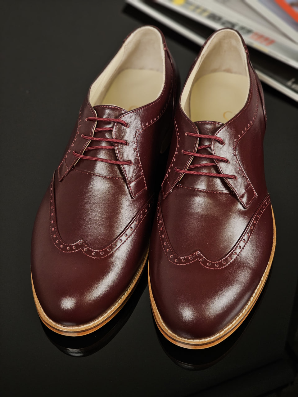 Harlem Shoes Men Oxfords Bordeaux Leather 2 cm heel thumbnail 3