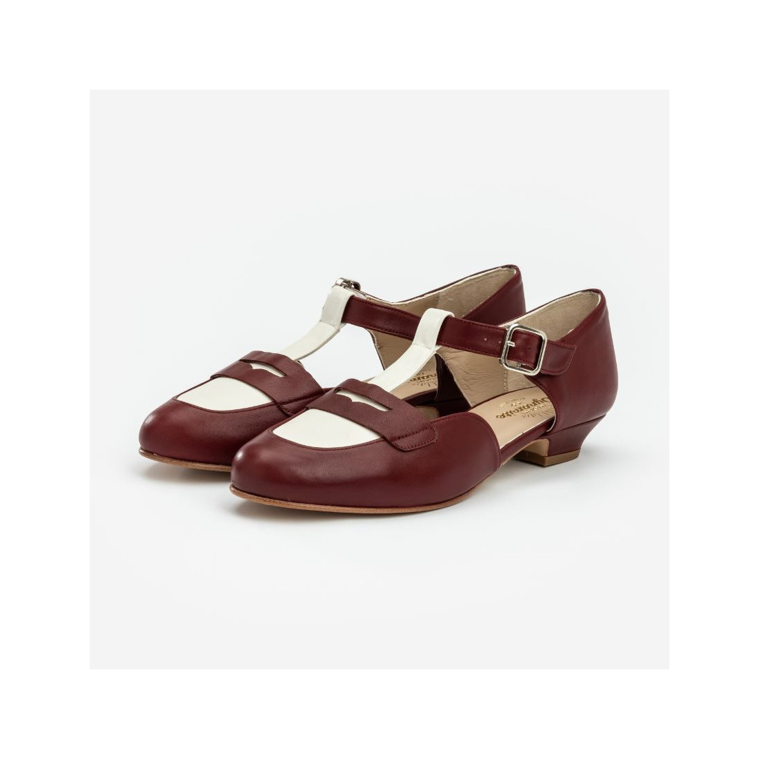 Madame Dynamite Wide fit - Mocasines Cherry & White — 1/5