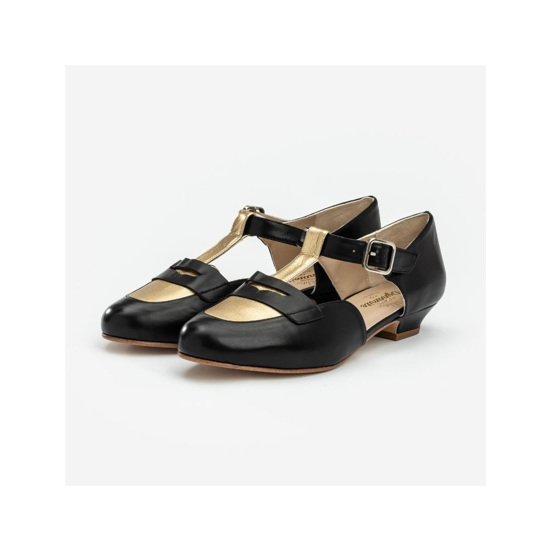 Madame Dynamite Wide fit - Mocasines Black & Gold — 1/8