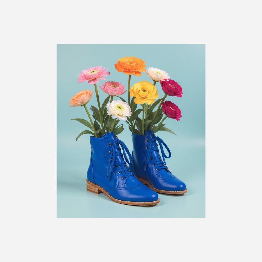 Madame Dynamite Alma Vintage Boots Bright Blue thumbnail 3