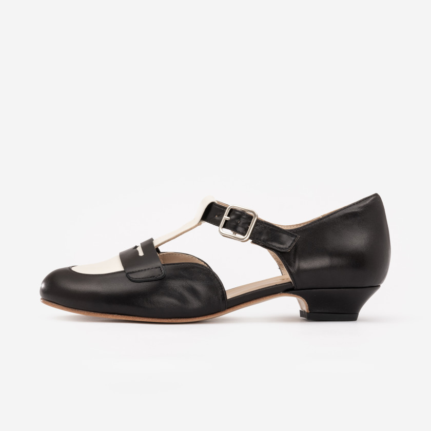 Madame Dynamite Wide fit - Loafers Black & White thumbnail 3