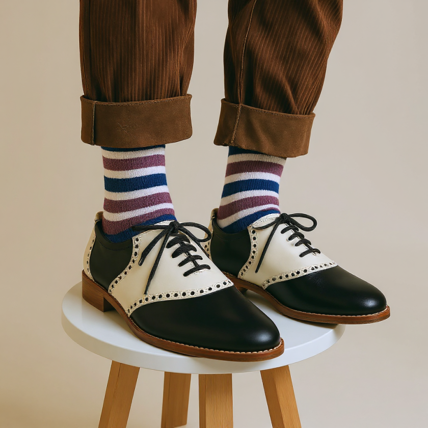 Madame Dynamite Saddle shoes dark chocolate and cream - For men thumbnail 2