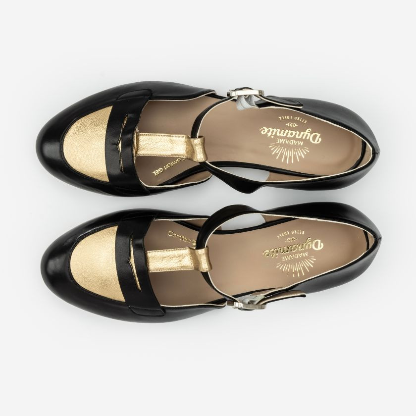 Madame Dynamite Wide fit - Mocasines Black & Gold thumbnail 2