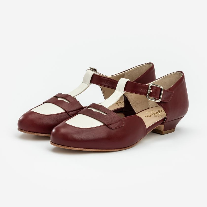 Madame Dynamite Wide fit - Mocasines Cherry & White — 1/5
