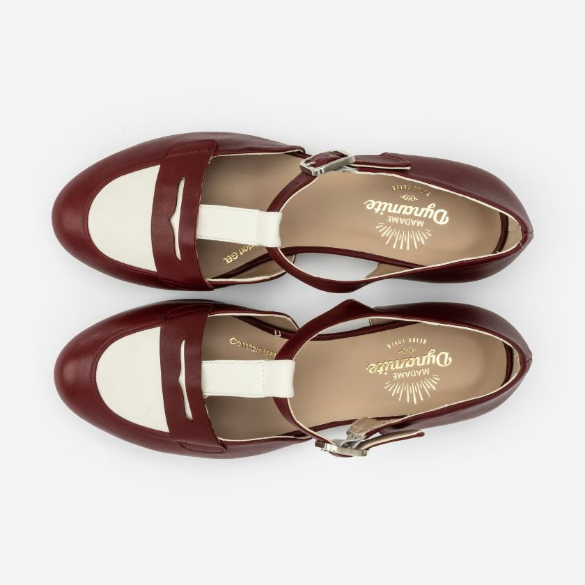 Madame Dynamite Wide fit - Mocasines Cherry & White thumbnail 2