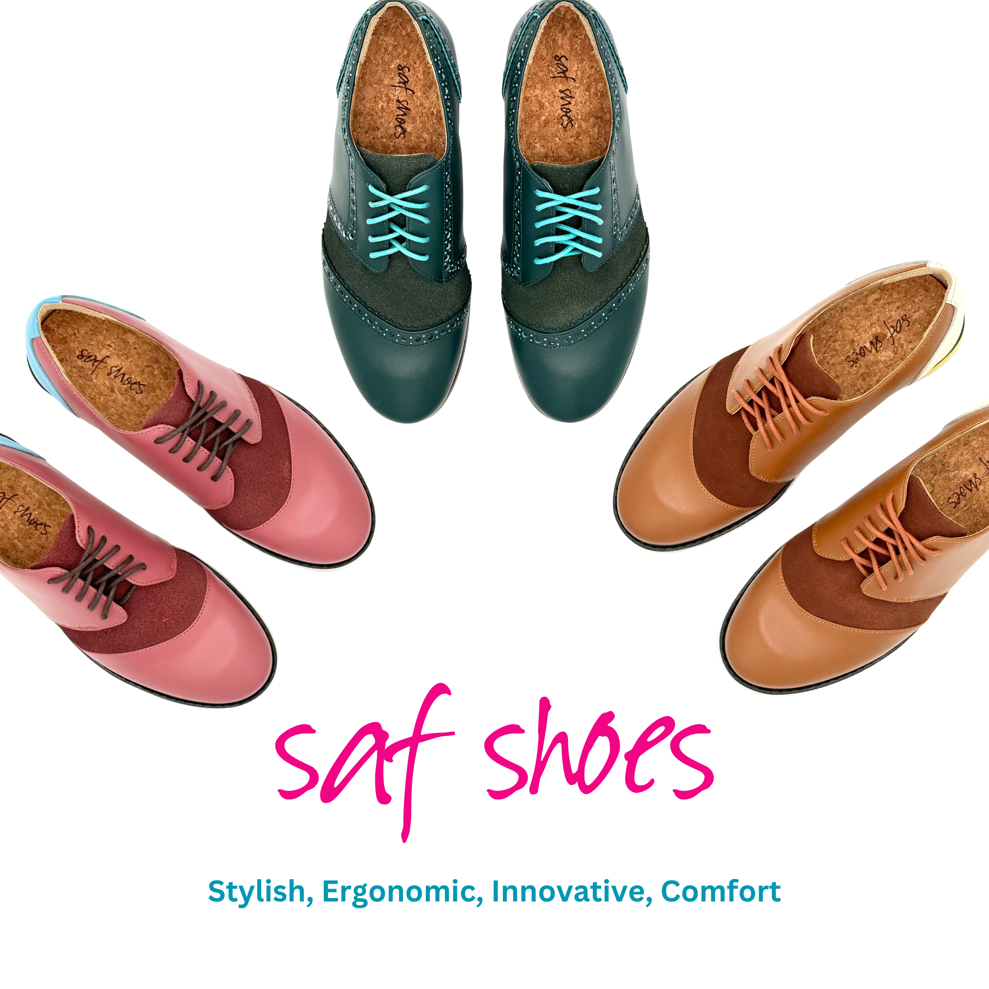 SAF Shoes Modern Collection Dance Shoes - Steelblue, Bubble Gum and Cappuccino