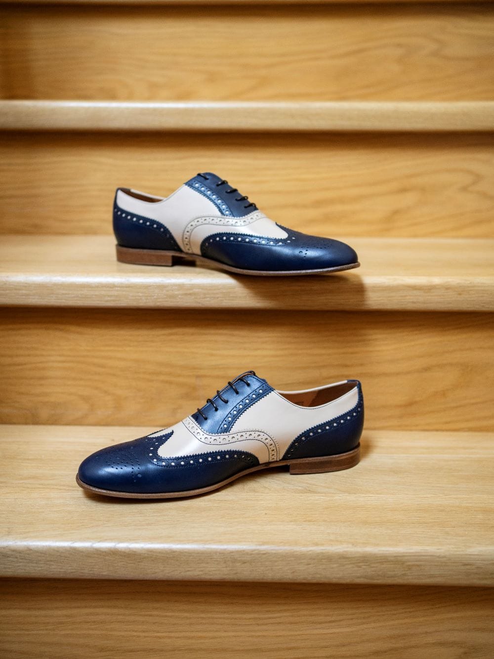 Swing It Shoes Spectators Beige Blue Oxfords thumbnail 5