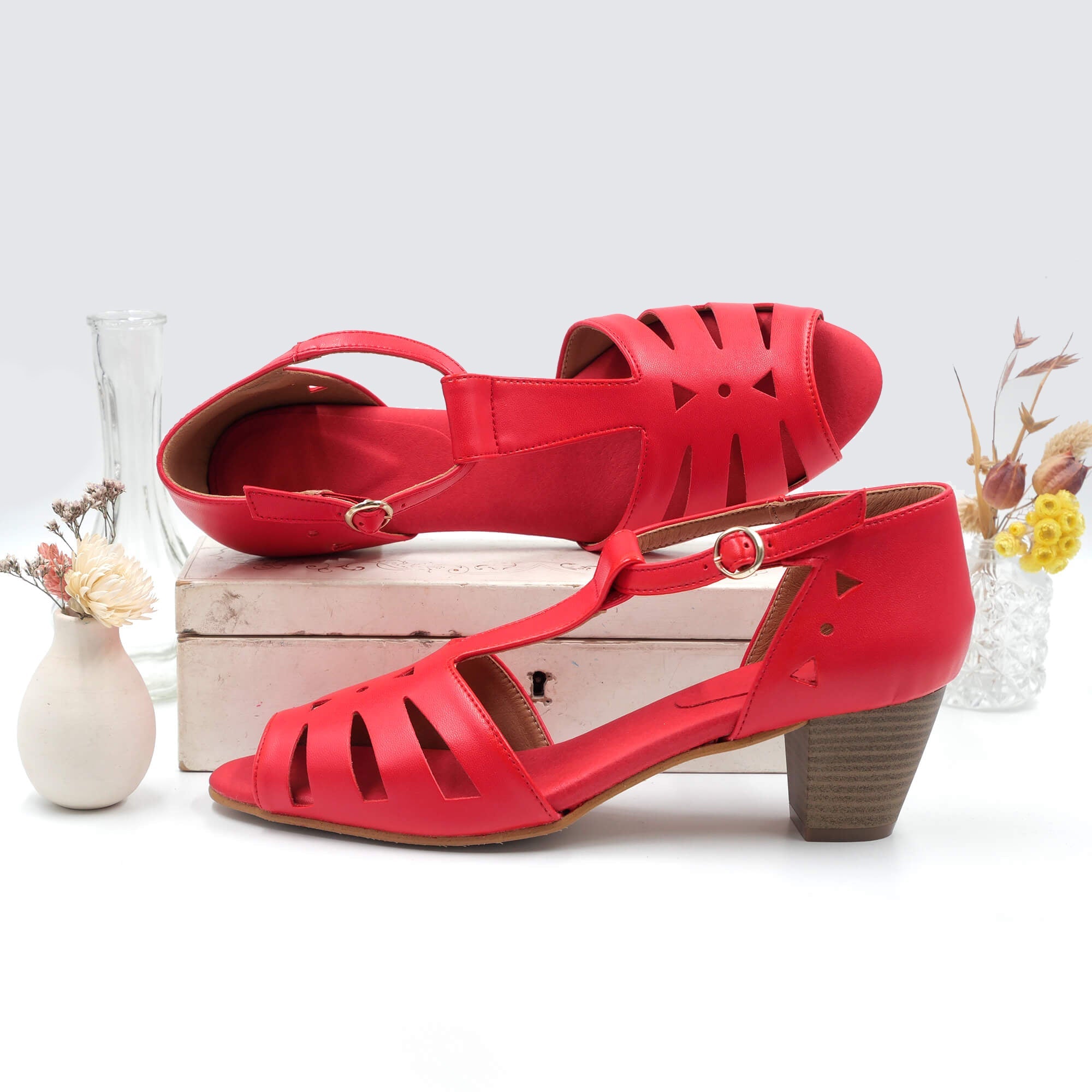 Swivells Billie Up - Sandales Rouges Vegan à Talons thumbnail 2