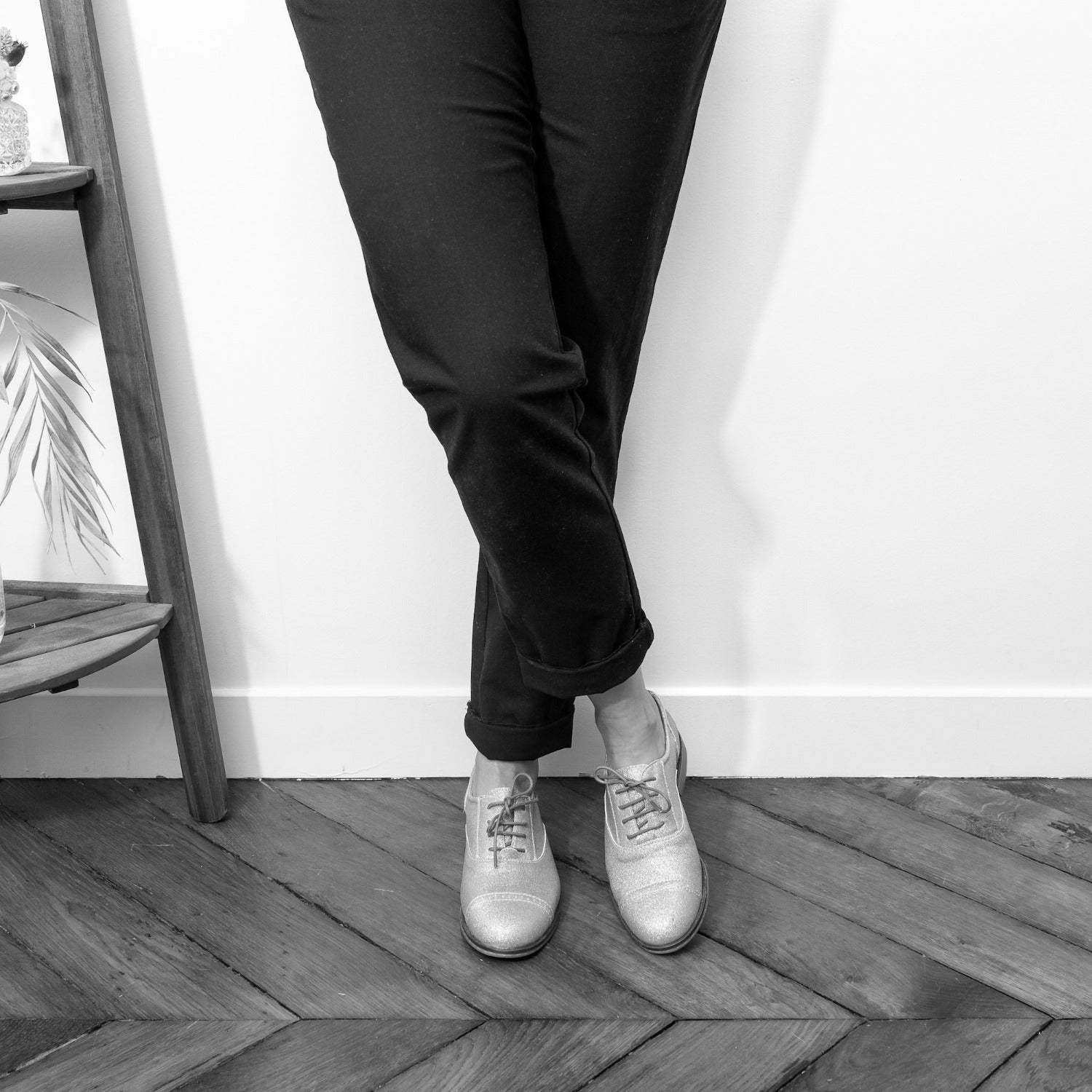 Swivells Champagne - Derbies Roses en Cuir à Paillettes thumbnail 2