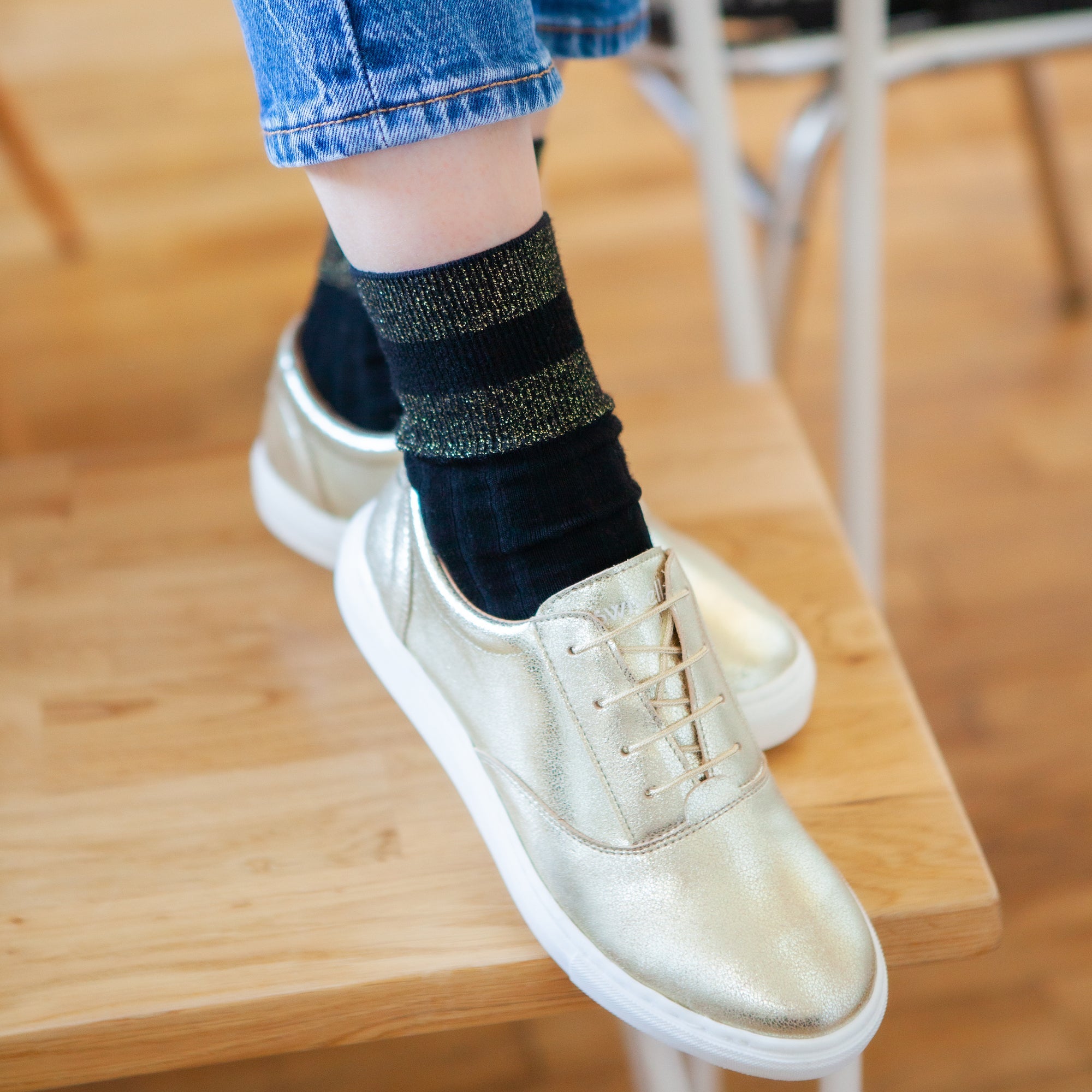 Swivells Charlie - Sneakers Dorées Vegan thumbnail 2