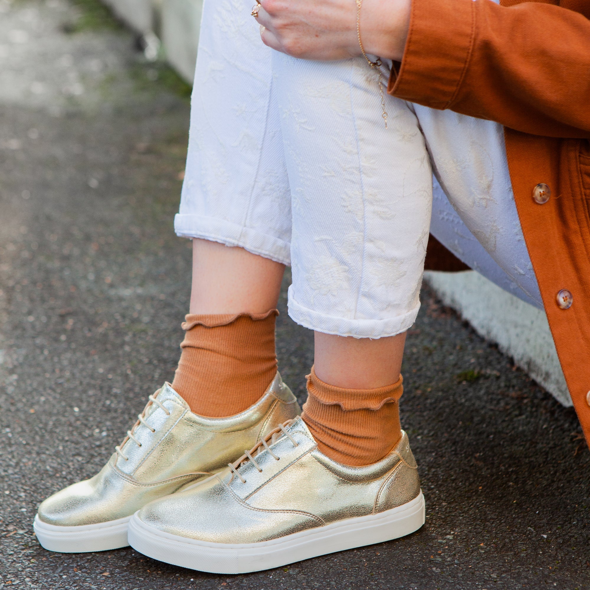 Swivells Charlie - Sneakers Dorées Vegan thumbnail 3