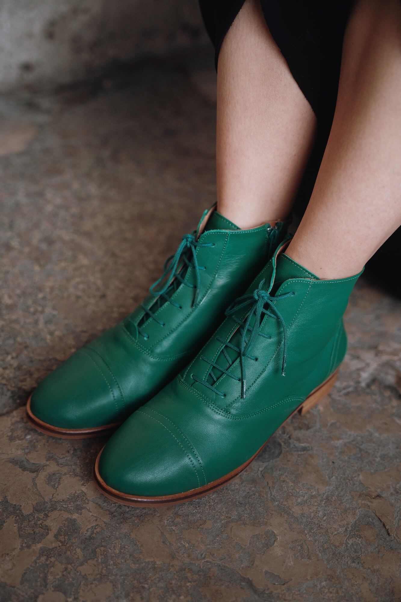Swivells Mama Green - Bottines Vertes en Cuir thumbnail 5