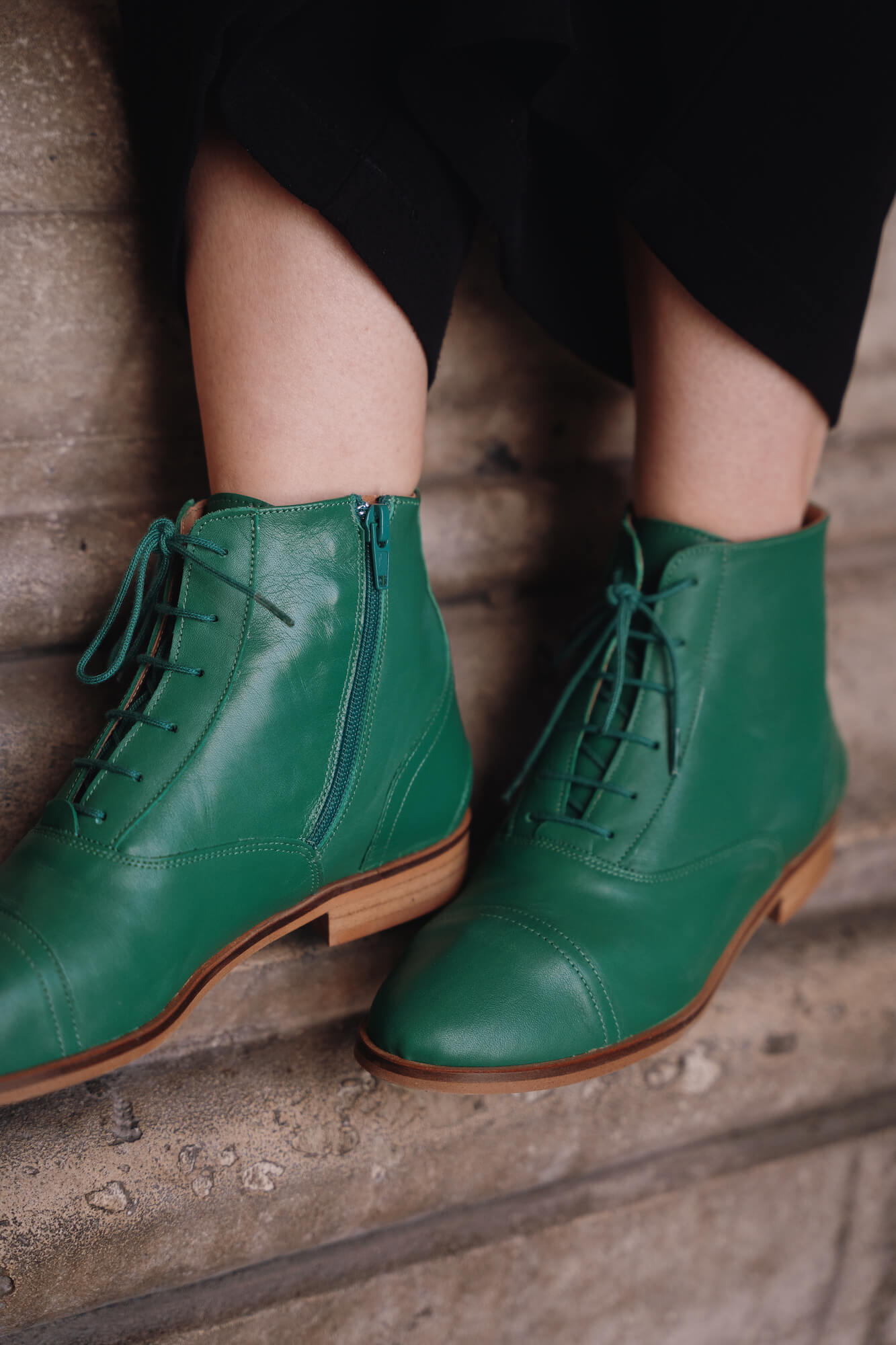 Swivells Mama Green - Bottines Vertes en Cuir thumbnail 6
