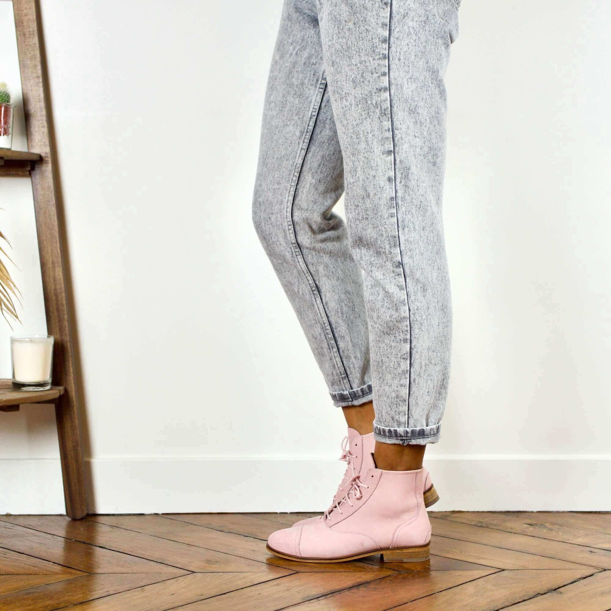 Swivells Mama Gummy - Bottines Roses en Cuir thumbnail 3