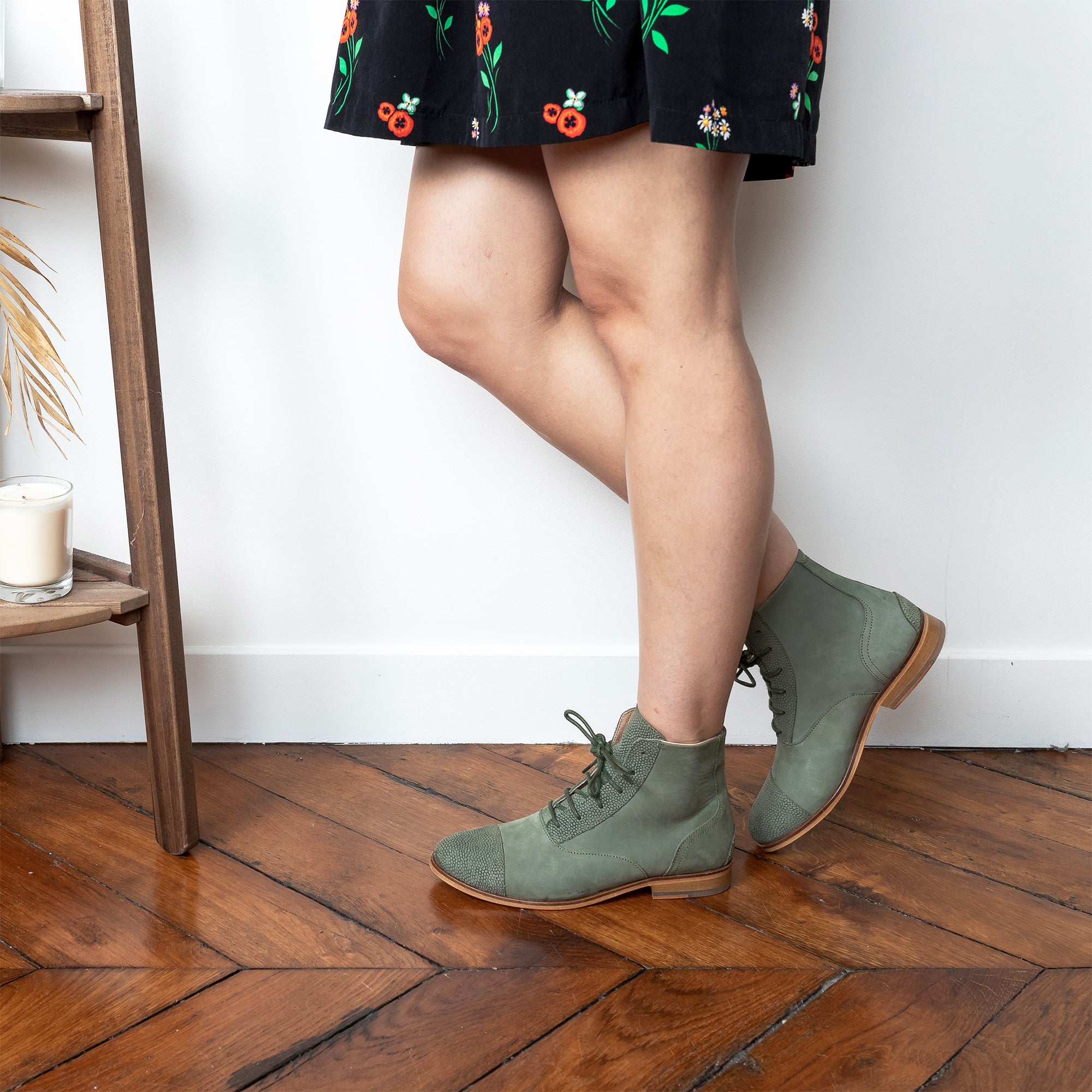 Swivells Mama Kiwi - Bottines Kaki en Cuir thumbnail 3