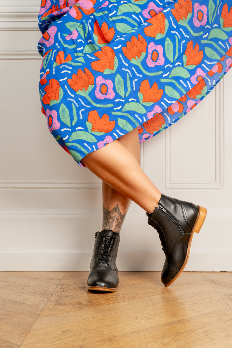 Swivells Mama Poppy - Bottines Noires en Cuir thumbnail 5