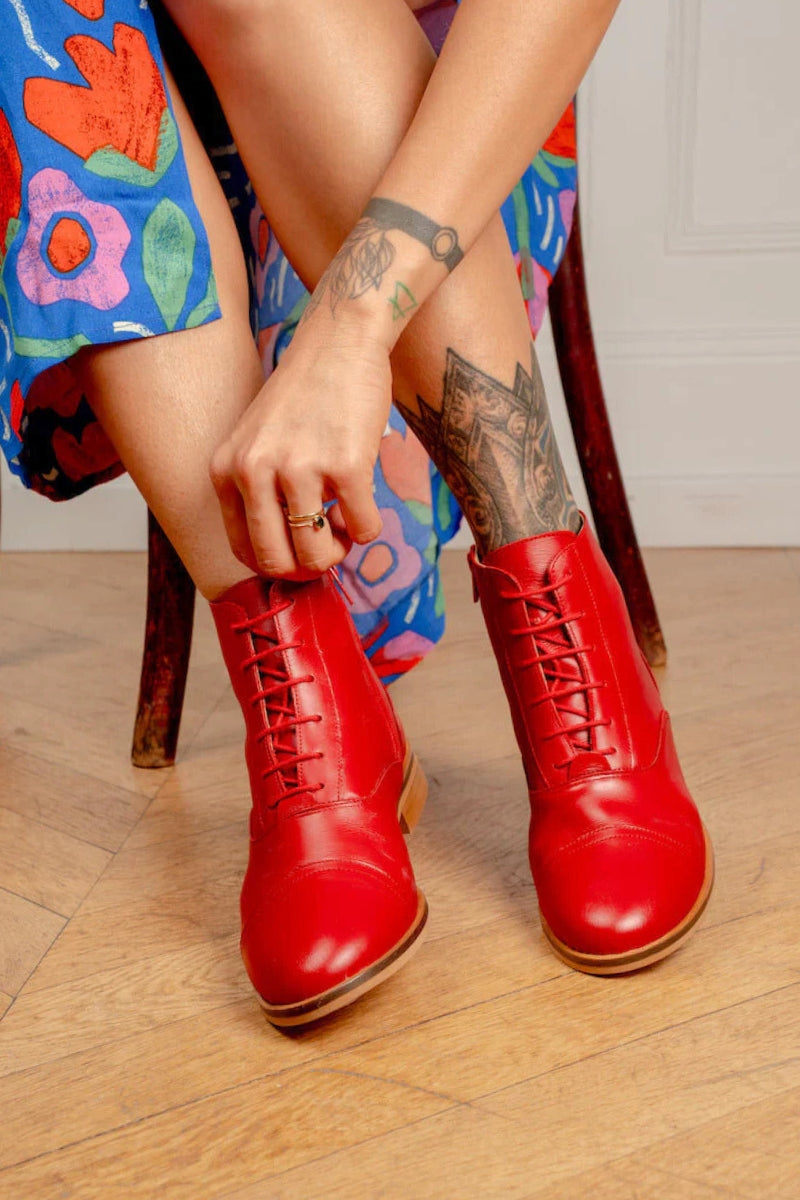 Swivells Mama Rubie - Bottines Rouges en Cuir — 1/9