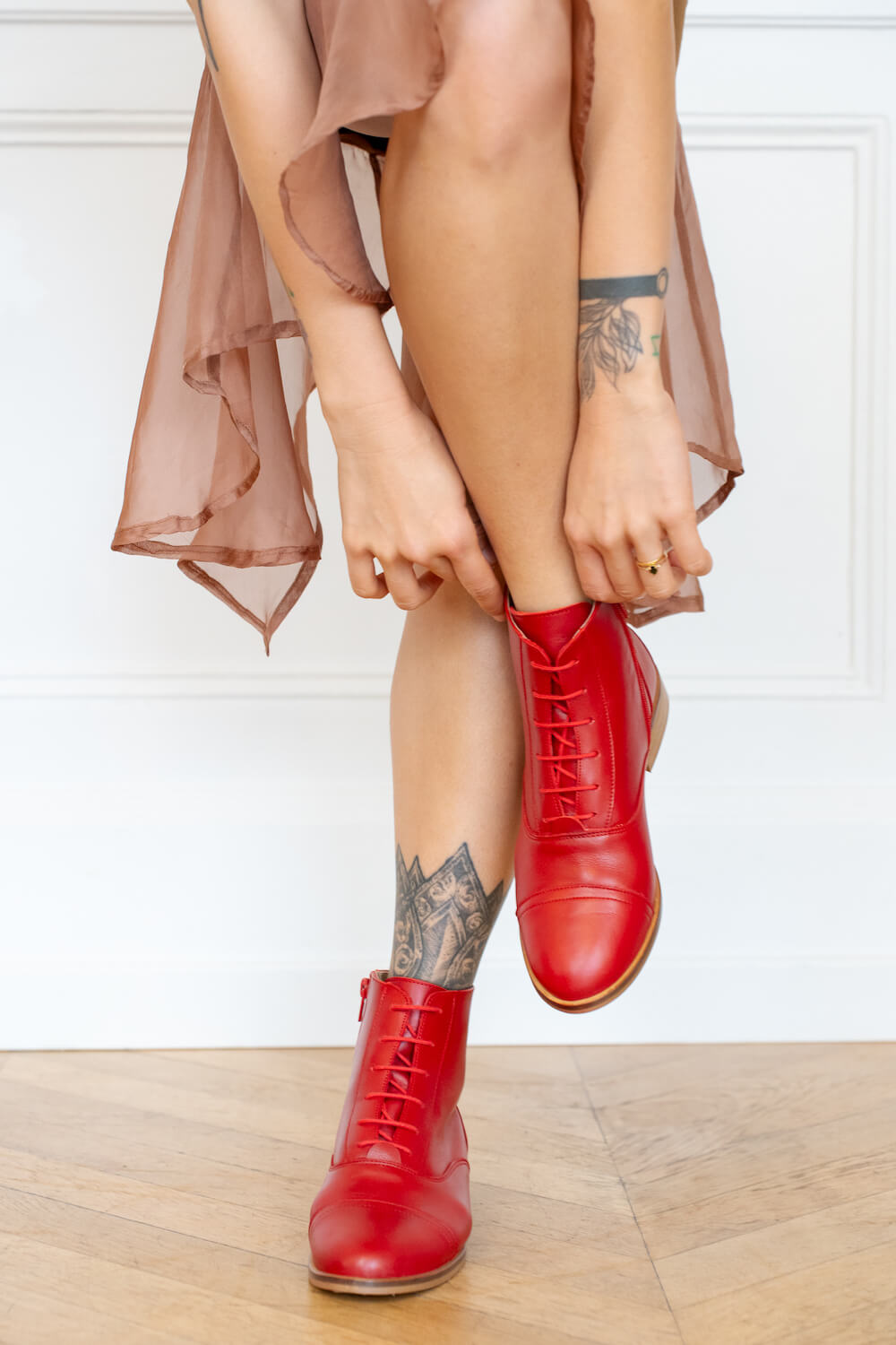 Swivells Mama Rubie - Bottines Rouges en Cuir thumbnail 7