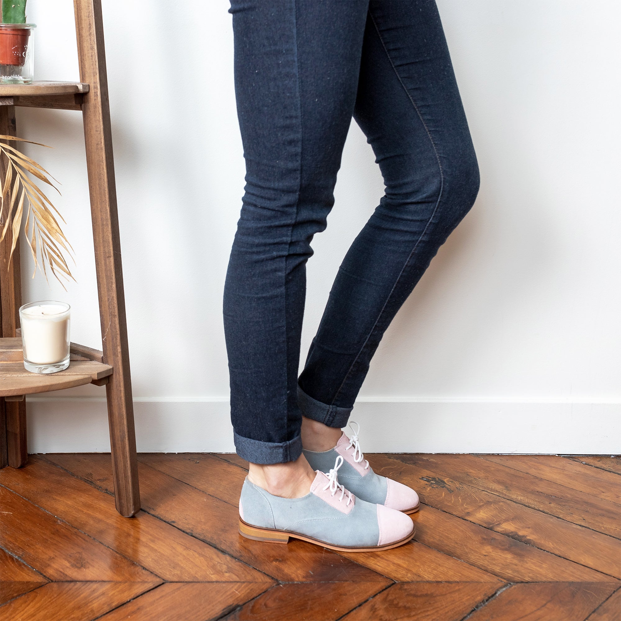 Swivells Rosie - Derbies Roses et Grises en Cuir thumbnail 3