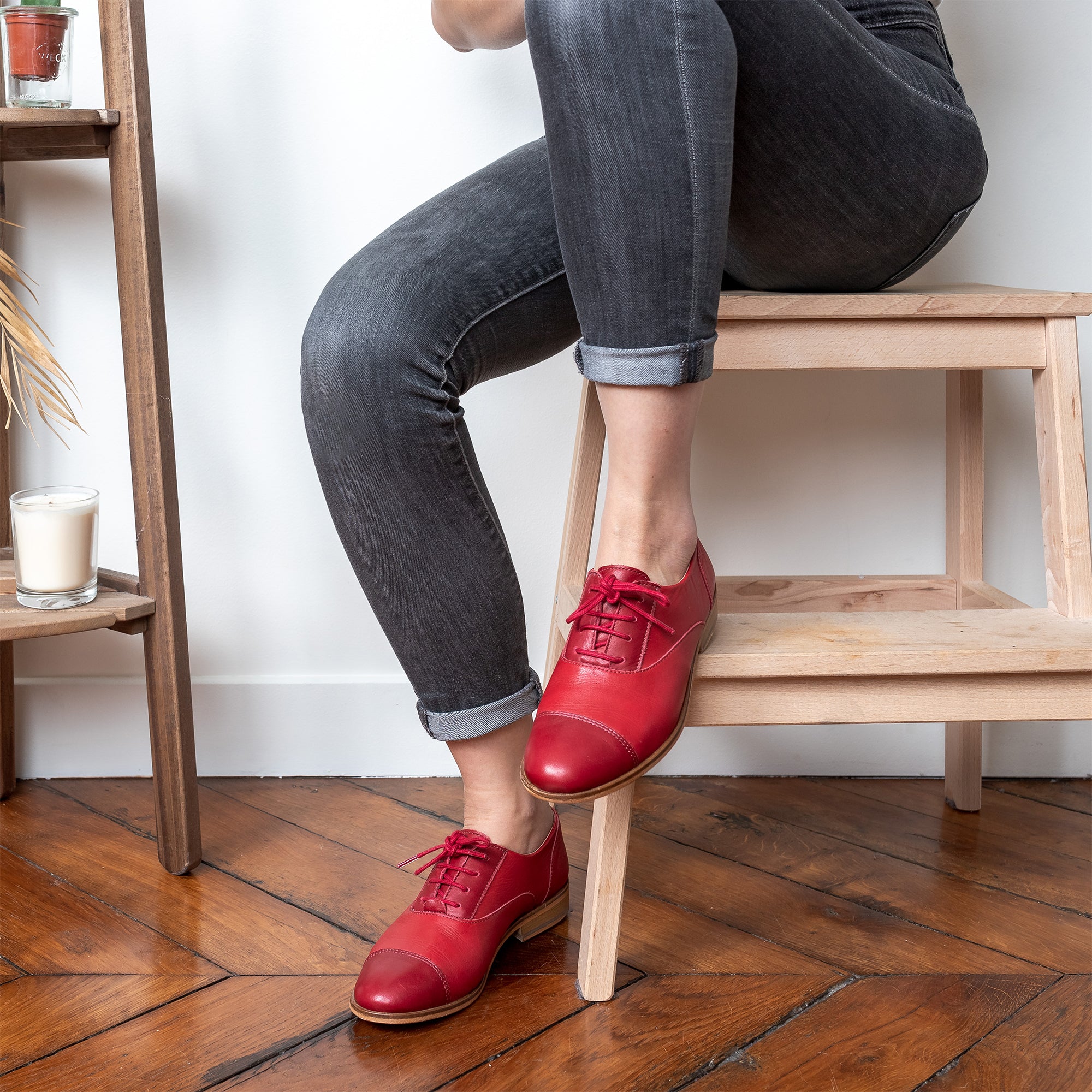 Swivells Rubie - Derbies Rouges en Cuir thumbnail 3