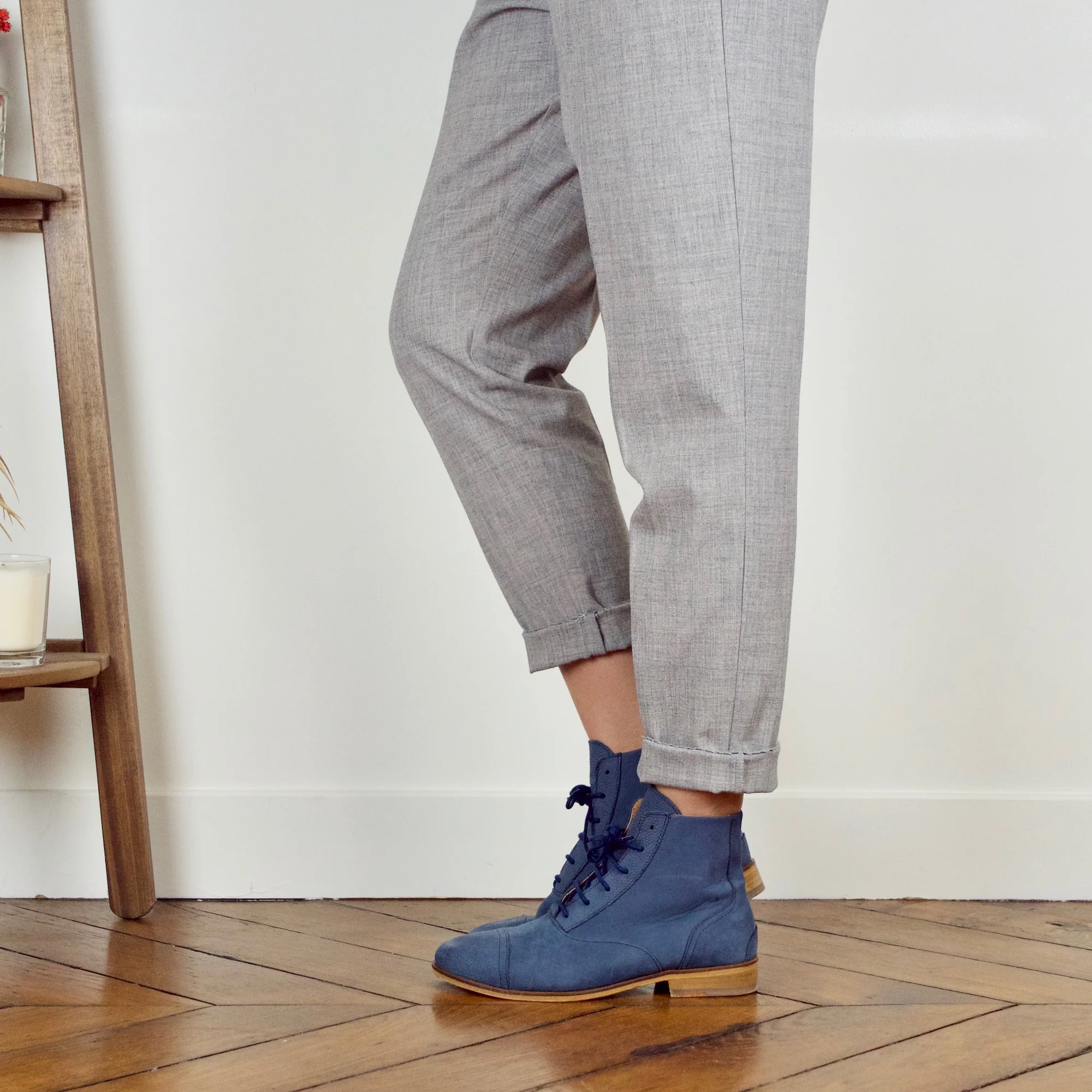 Swivells Mama Navy - Blue Leather Boots thumbnail 3